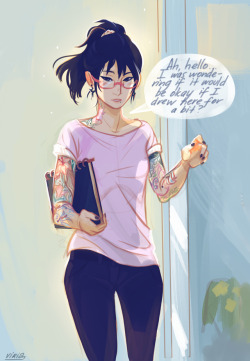 haganenoheichou:  viria:  BECAUSE NICO IS KILLING ME WITH HER WONDERFUL AU IDEAS GOODBYE In which Kiyoko is a tattoo artist and her salon is right in front of a flower shop Yachi works in; and OBVIOUSLY THE TWO OF THEM END UP HAVING A GIANT CRUSH ON