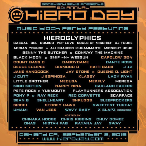 For all you hip hop fans, I will be at Hiero Day 2019. Bring your positive vibes, your teens, kids, 