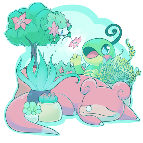 qt-milk: ~ a dewy morning in the Pokemon Garden~Available as a tote-bag later this week on my store!