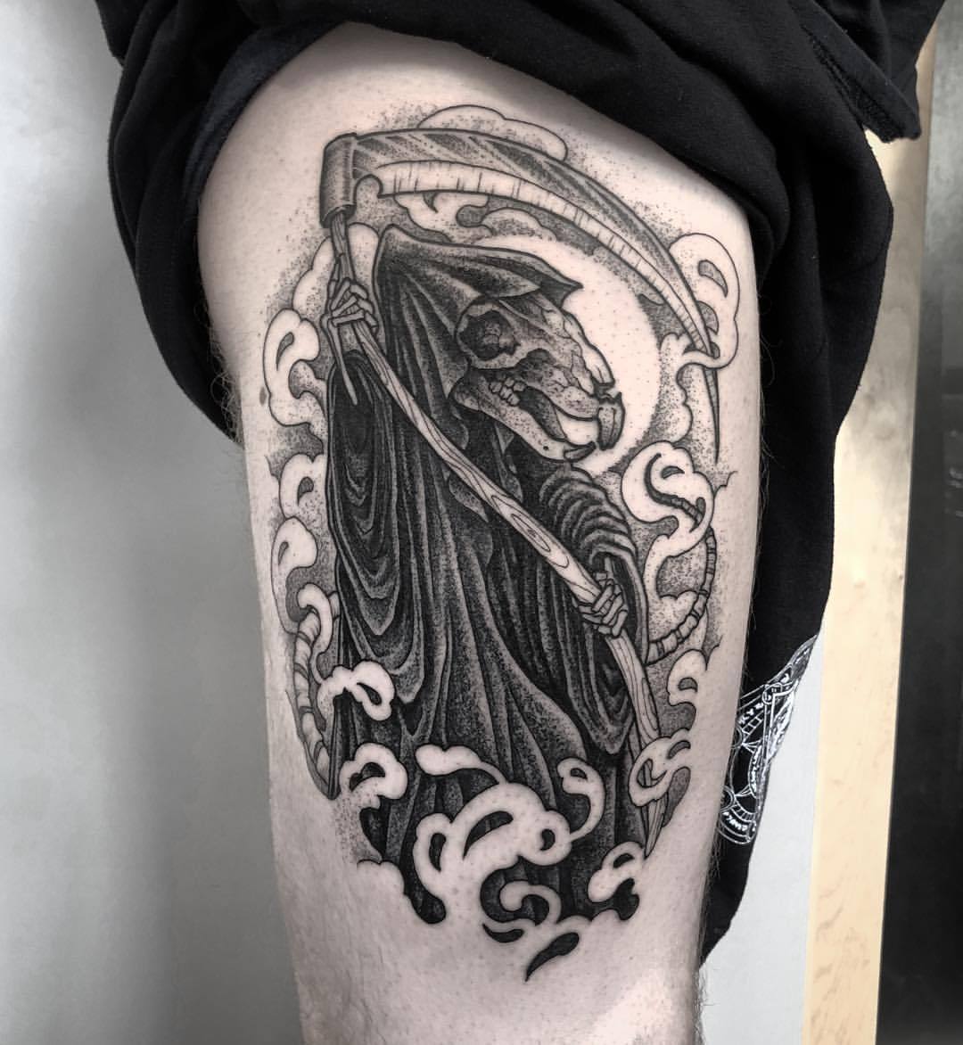 Blackwork Death Tarot Rat King Tattoo Idea - BlackInk AI