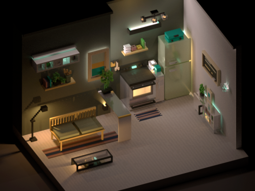 Playing with some interior design with voxel. Didn’t organize my palette well in magicavoxel, so it 