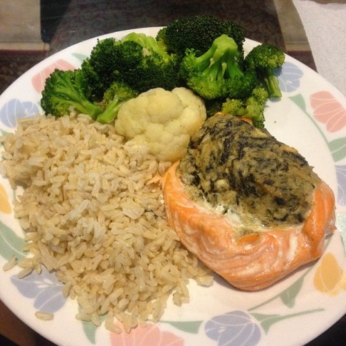 Not sure if this is healthy, but I know what it definitely is… delicious #food #salmon #healt