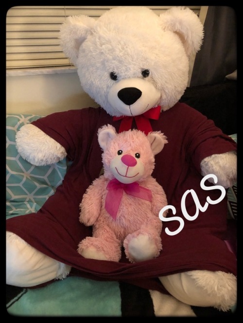thedominantking:  lil-sweet-as-sin:  So my daddy is the best! Right here I have Daddy’s Bear and kisses my two favorite things to cuddle with at night when I don’t have Daddy. He sent me a sweet care package including another shirt that just smelled