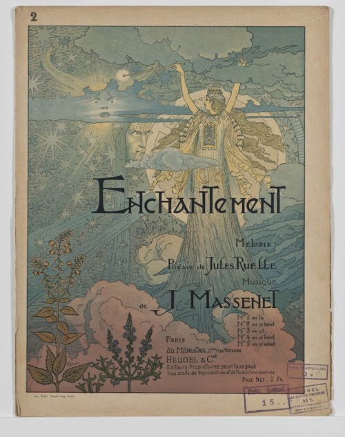 arsarteetlabore:Eugène Grasset, cover for the sheet music of Enchantement by Jules Massenet, 