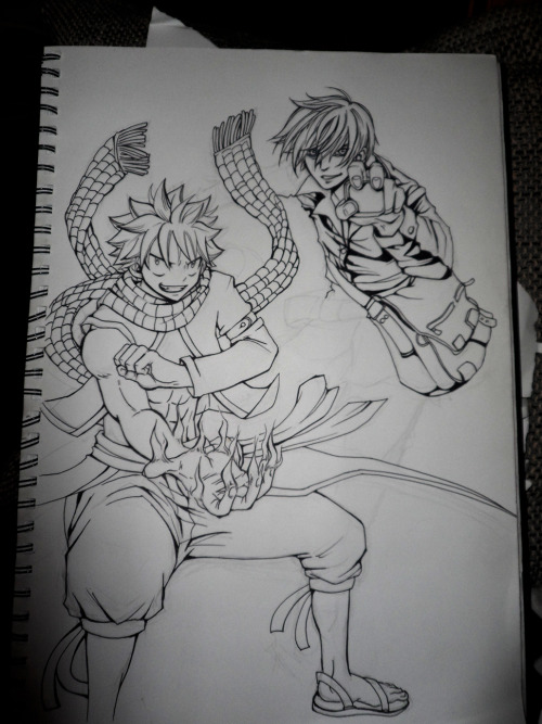 zippi44:  It’s been a while since the last time I drew in a traditional way. It was fun!My friend is a kindergartener and one of her kids has a 11 years old brother and he is a huge fan of Btooom and Fairy Tail - I made it for him. I hope he likes it.