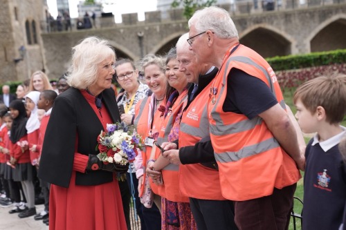 The Queen And Harrison Machin, 5, Plant The Final Poppies In An Installation At The Tower Of London To