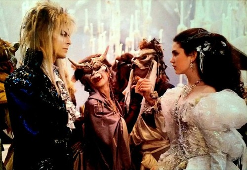 jimhenson-themuppetmaster:David Bowie and Jennifer Connelly in the masquerade ball scene.