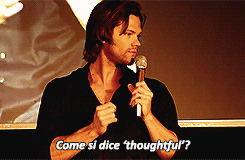 exorcizamustee:  Jared trying to speak Italian. And for the first time the word ‘thoughtful’ became ‘passive’ and ‘garrison’.  
