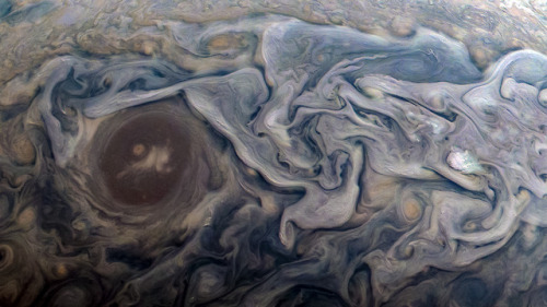 The view from here ️.Dramatic atmospheric features in Jupiter’s northern hemisphere are captur