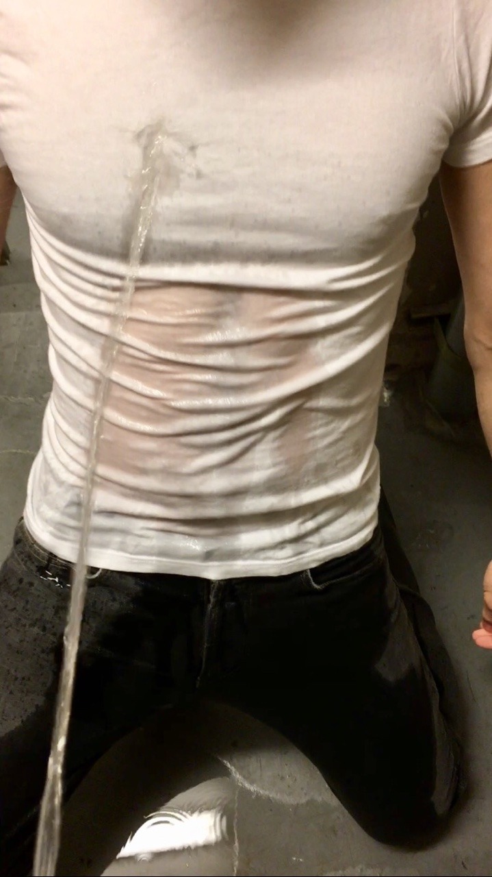 somewetguy:  Wets his jeans in the stairwell then gets drenched by his buddy. 