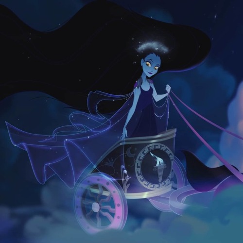 Nyx, the primordial goddess of the Night, crossing the sky in her chariot #protogenoi Nyx is one of 