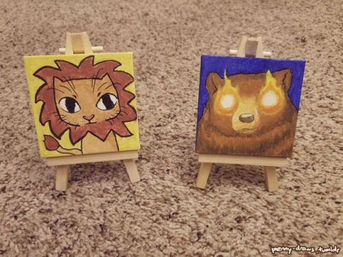 Painted a couple of spirit animals for my pals at work (hey hey @cadettespiffy)! They are parting gi