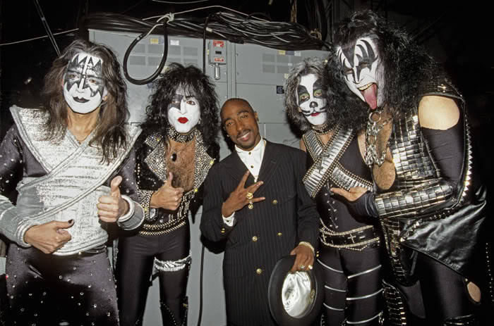 twixnmix:       Tupac and Kiss at the 38th Annual Grammy Awards on February 28, 1996.  This