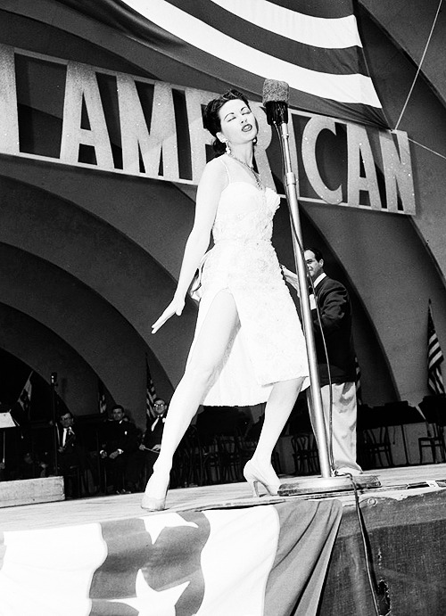  Yvonne De Carlo performs at ‘I am an American Day’ at The Hollywood Bowl, 1951