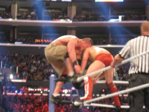 serenitywinchester:  John Cena vs. Daniel Bryan for the WWE championship at Summerslam 2013.  John Cena’s ass + sweaty Daniel Bryan = YES Please!