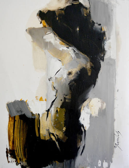 500-daysofart:Doing Her Hair, Sketch 2 by Iryna Yermolova. Oil on paper.| Exquisite art, 500 days a year. |