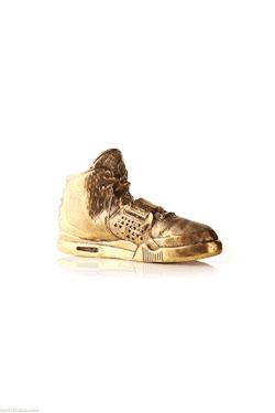 middlechildswag:  Gold Air Yeezy II 