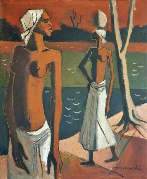 igormaglica: Maurice van Essche (1906-1977), Congolese women at the river, n.d. oil on canvas, 62 x 