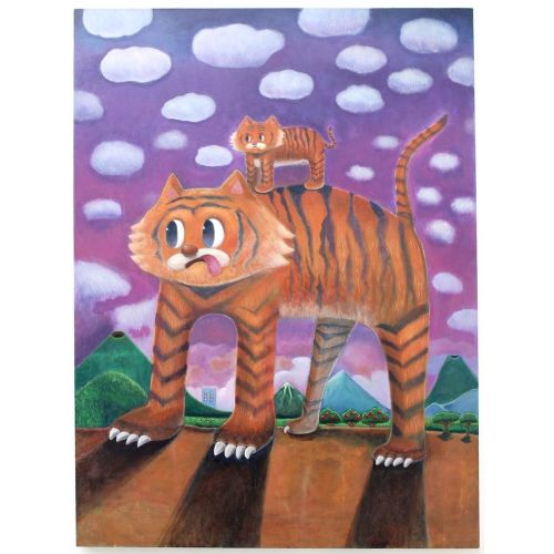 Saturday 30th November open until 7pm today.  Jun Makita’s latest painting ‘Tiger Family