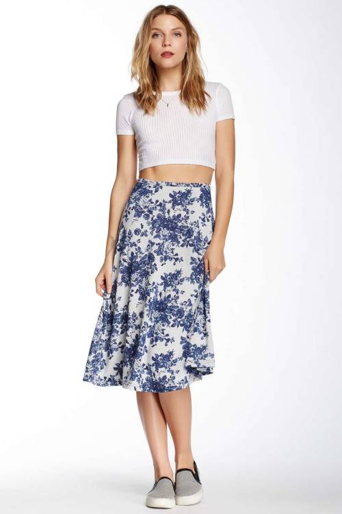 Floral Terry Midi SkirtShop for more like this on Wantering!