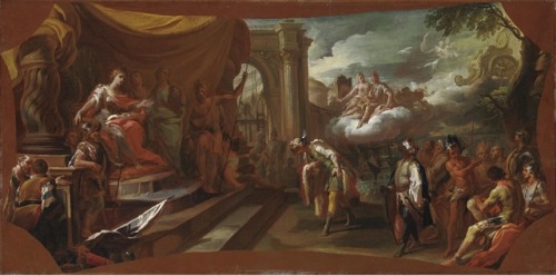 hildegardavon: Corrado Giaquinto, 1703-ca.1765/66 Eneas front of Didon in the temple of Juno in Cart