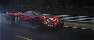 thedailycoolfactor:  Ferrari 512 passing scene from the 1971 movie “Le Mans”. Tough stuff.  