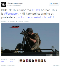 cornbread-mafia:  angrywocunited:  (x)  The Pentagon provided Ferguson’s police department with military weapons and vehicles 
