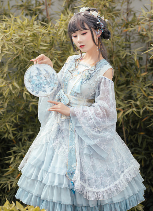 my-lolita-dress: #lolitaupdate Chinese Han Style Reform Ed Flower Lolita Dress(2 Versions 2 Colors),
