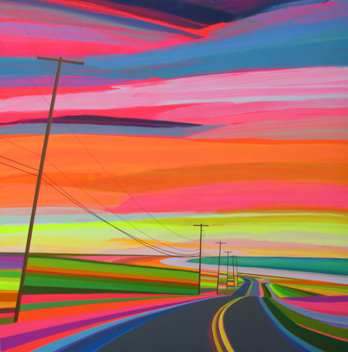tsukarikata:granthaffner: Sunset on Old Montauk Highway acrylic, marker, pencil, paint pen on wood p