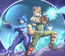 jaehthebird:  Starfox and Krystal! pew pew