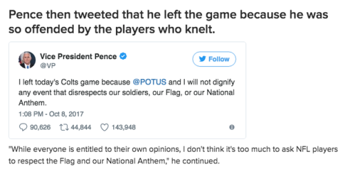 buzzfeed:People Are Angrily Tweeting At Mike Pence Over His $250,000 NFL Game “Publicity Stunt”The s