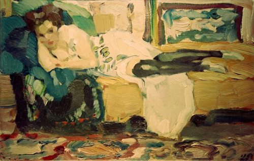 fravery:Dame auf dem Sofa, 1908, Leo Putz. Italy (1869 - 1940)