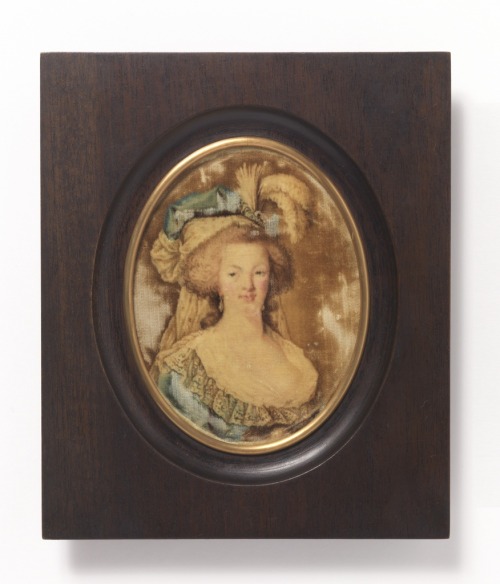 A textile portrait of Marie Antoinette attributed to Gaspard Grégoire; after a portrait by Lebrun. 1