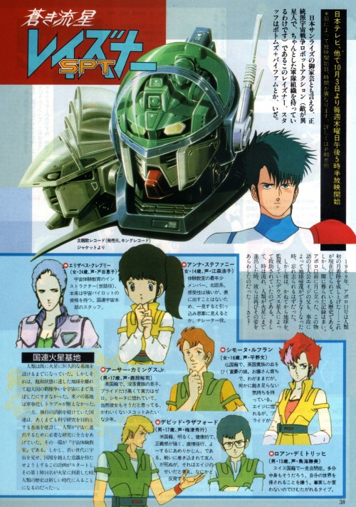 animarchive:    OUT (11/1985) - Aoki Ryūsei SPT Layzner (Blue Comet SPT Layzner) article and settei/model sheets. 