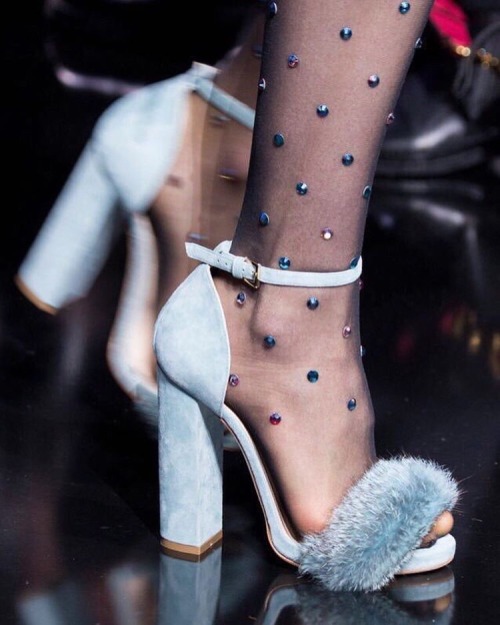 becauseofkanye:elie saab shoes and studded stockings 