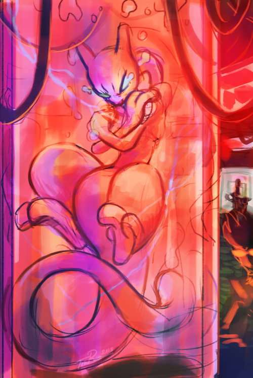 iris-sempi: GENESIS OF MEWTWO  Quick sketch / doodle again. Mewtwo has always been a long time fav of mine. 