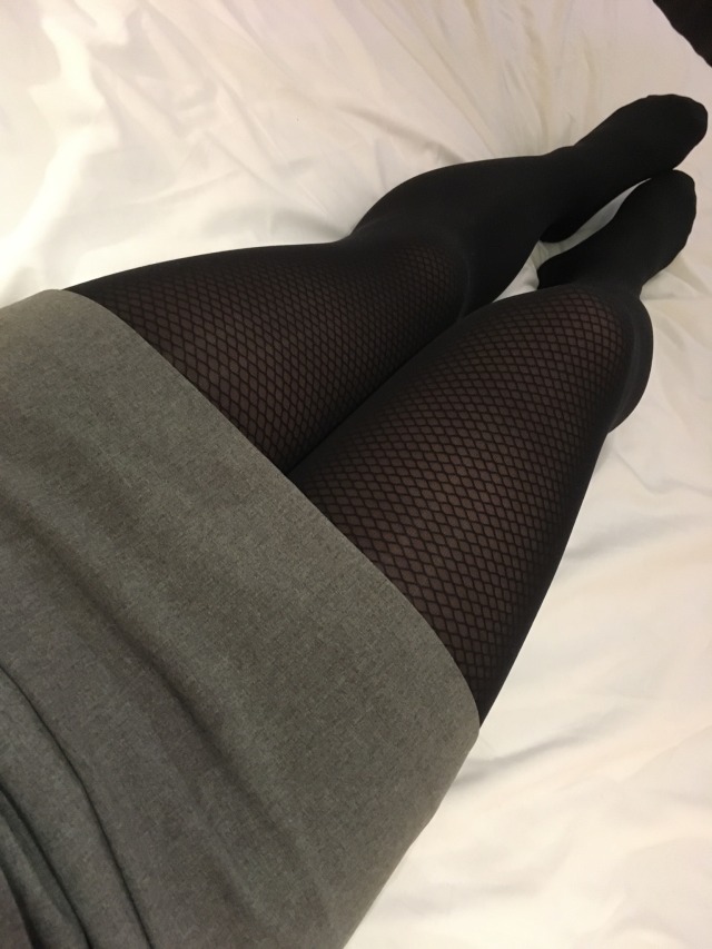 Tights on Tumblr: Layered tights. fishnet and black opaque.
