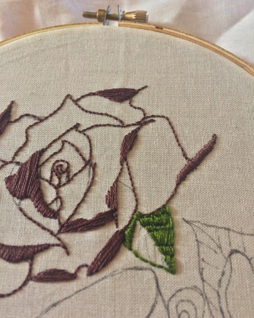 Second leaf done on to the next flower #wip #embroidery #embroideryart #embroideryfloss #embroideryi