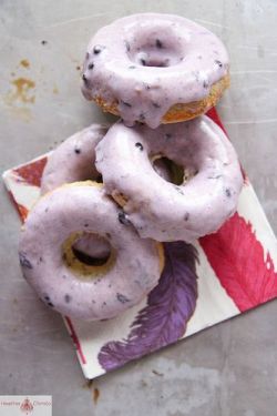 intensefoodcravings:Baked Lemon Yogurt Donuts w/ Blackberry Glaze