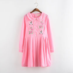 coquettefashion:  Pink Embroidered Tie Waist Dress 