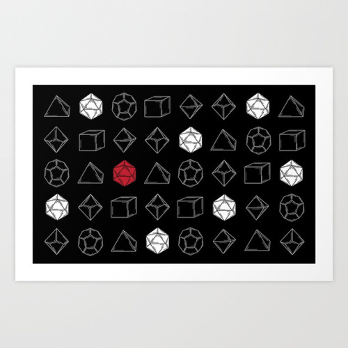  Black Dungeons and Dragons Dice Set Pattern by Shelby Graham Art 