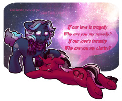 little-rainbird:  (( Ugh this song [Clarity - Zedd feat. Foxes/Aylen remix] is stuck in my head. You know what makes you feel really silly? Applying ‘dramatic’ song lyrics to a picture of ponies. I felt ridiculous.Anyway, explanation.Clopper is very,