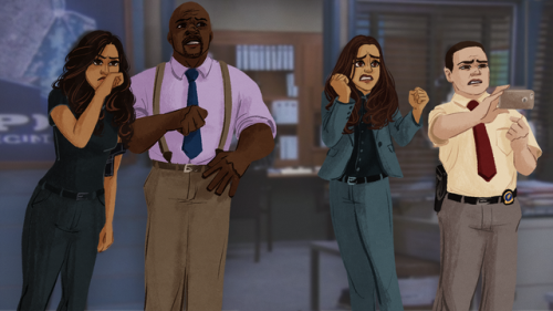 tohuwabohus: some b99 screencap redraws because the show’s coming back in a week!!!!
