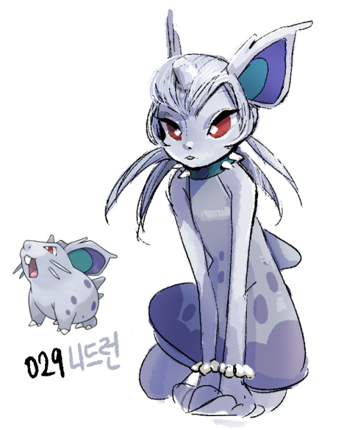 tamtamdi:  Nidoran♀-Nidorina-Nidoqueen Humanized ver.   my blue bunny queens~ <3