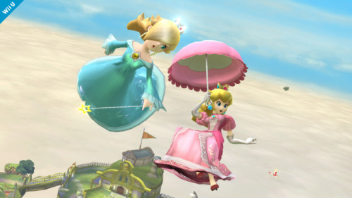 supersmashbrospics:Rosalina &amp; Luma Launch Into Battle!Rosalina is starting right at Peach&rsquo;