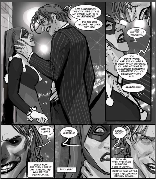 nebezial-asheri:  geekcomics:   Mad Love by   nebezial (stjepan sejic)   definitely better organized than the ones i posted. thank you!also,  i gotta learn how to tumblr better XD