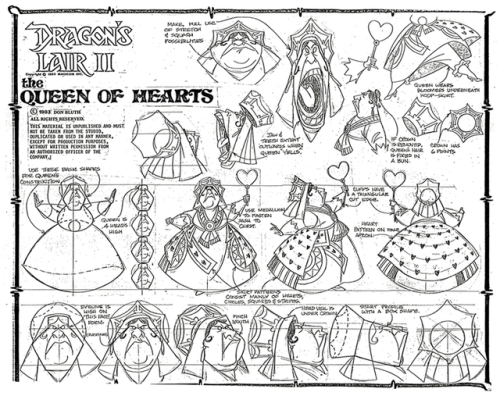 Ad and model sheets for the 1983 laserdisc game, Dragon’s Lair (I &amp; II).