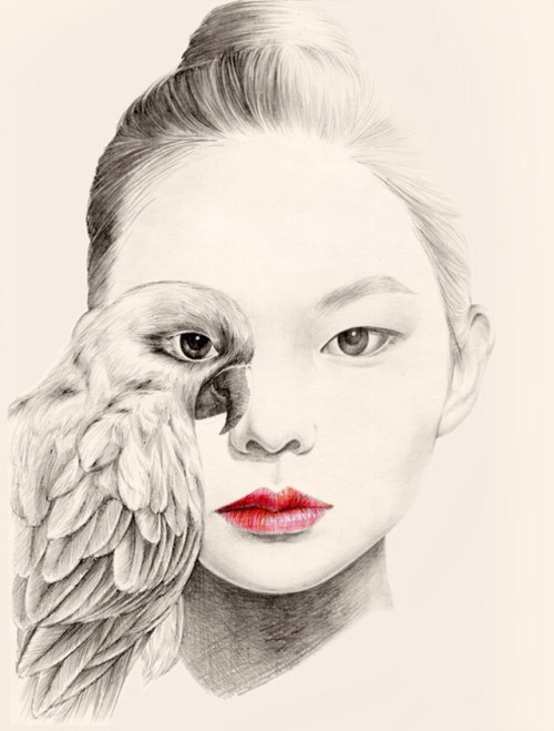 OkArt aka Okjungok (Korean, Seoul, Korea, Republic of) - 1-5:  From The Girl And The Birds series, 2