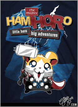 gillesboneillustrations:  Follow this link to purchase this T-Shirt (and more) in my RedBubble Store! - Hamtaro/Thor Crossover!    OMFG!! Wait till my girlfriend sees this.