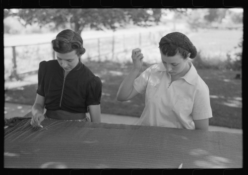 zeezrom:  Box Elder County, Utah. Mormon women tacking a quilt to be used by a sheepherder; 1940 ~he